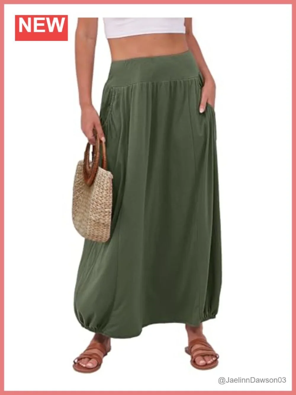 Women's Flowy Maxi Skirt High Waisted Boho Elastic Waist Loose Fit